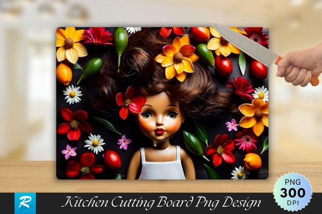 Cute Girl With Flowers Cutting Board Sublimation Regulrcrative 