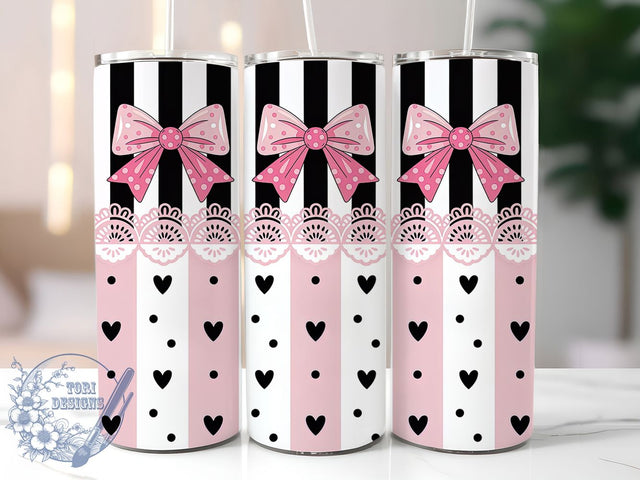 Cute Girly Pink Bow Glam Tumbler, Girly Wrap Design, 20oz Tumbler Sublimation, Feminine Bow Art, Cute Pink Tumbler, Glam Girl Wrap, Stylish Ribbon Sublimation Sublimation ToriDesigns 