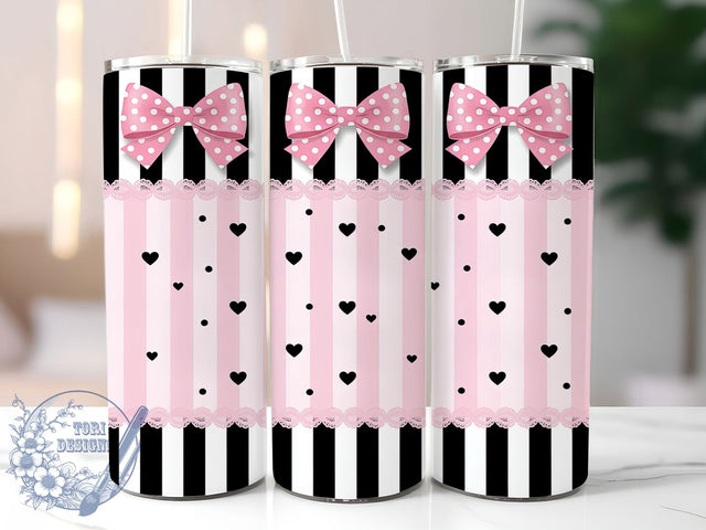 Cute Girly Pink Bow Glam Tumbler, Girly Wrap Design, 20oz Tumbler Sublimation, Feminine Bow Art, Cute Pink Tumbler, Glam Girl Wrap, Stylish Ribbon Sublimation Sublimation ToriDesigns 