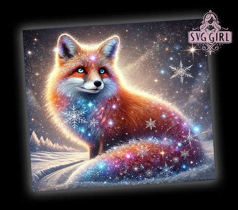 Cute Glitter Fox Animal Lover Woodland Tumbler, Cute Animal Design, 20oz Tumbler, Glitter Wrap, Sublimation Wrap, Woodland Decor, Animal Lover Gift Sublimation SvggirlplusArt 