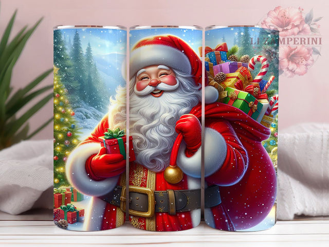 Cute Glitter Santa Christmas Tumbler, Glitter Christmas Wrap, 20Oz Skinny Tumbler, Festive Holiday Sublimation, Sparkly Santa Design, Jolly Christmas Tumbler, Merry Holiday Wrap Sublimation Li Zamperini 