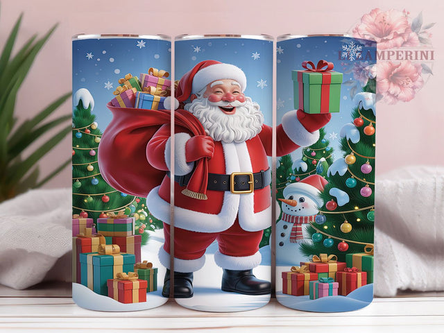 Cute Glitter Santa Christmas Tumbler, Glitter Christmas Wrap, 20Oz Skinny Tumbler, Festive Holiday Sublimation, Sparkly Santa Design, Jolly Christmas Tumbler, Merry Holiday Wrap Sublimation Li Zamperini 