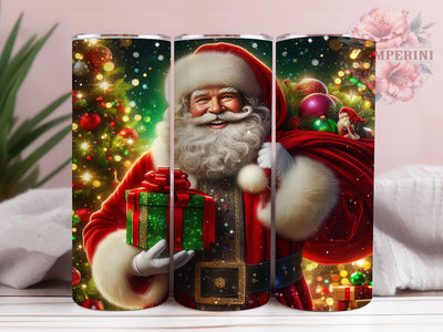 Cute Glitter Santa Christmas Tumbler, Glitter Christmas Wrap, Festive Santa Sublimation, Holiday Santa Cup, 20Oz Skinny Tumbler Wrap, Sparkly Santa Mug, Merry Christmas Design Sublimation Li Zamperini 