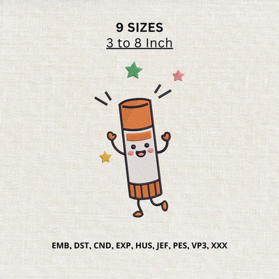 Cute Glue Stick Character Machine Embroidery Design – Back to School Embroidery File Embroidery/Applique DESIGNS PatternFeed8 