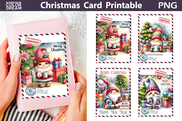 Cute Gnome Christmas Card Sublimation WatercolorColorDream 