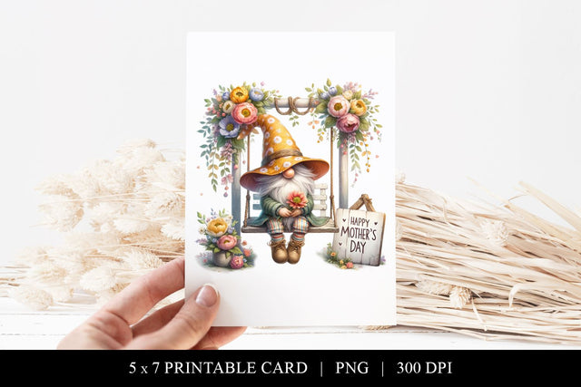 Cute Gnome Mother's Day Printable Card Sublimation BijouBay 