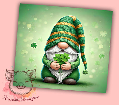 Cute Gnome St. Patrick's 20oz Tumbler, Gnome Tumbler Wrap, 20oz Tumbler Sublimation, Irish Gnome Design, St Patricks Day Gift, Cute Gnome Tumbler, Holiday Tumbler Wrap Sublimation Lara' s Designs 
