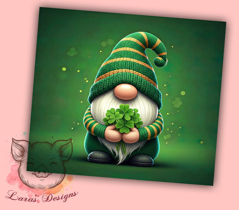 Cute Gnome St. Patrick's 20oz Tumbler, Gnome Tumbler Wrap, 20oz Tumbler Sublimation, Irish Gnome Design, St Patricks Day Gift, Cute Gnome Tumbler, Holiday Tumbler Wrap Sublimation Lara' s Designs 