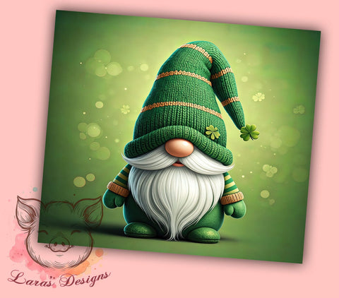 Cute Gnome St. Patrick's 20oz Tumbler, Gnome Tumbler Wrap, 20oz Tumbler Sublimation, Irish Gnome Design, St Patricks Day Gift, Cute Gnome Tumbler, Holiday Tumbler Wrap Sublimation Lara' s Designs 