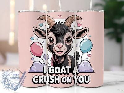 Cute Goat Valentine Tumbler, Farm Animal Wrap, Cute Goat Love Cup, 20oz Sublimation Wrap, Stylish Farm Valentine Design Tumbler, Artistic Goat Crush Cup, Funny Animal Valentine Theme Wrap Sublimation ToriDesigns 