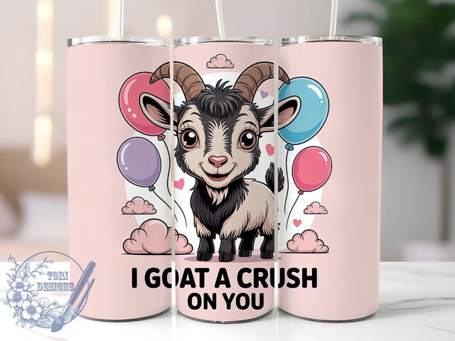 Cute Goat Valentine Tumbler, Farm Animal Wrap, Cute Goat Love Cup, 20oz Sublimation Wrap, Stylish Farm Valentine Design Tumbler, Artistic Goat Crush Cup, Funny Animal Valentine Theme Wrap Sublimation ToriDesigns 