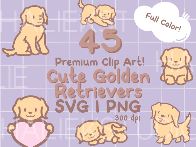 Cute Golden Retriever Color SVG Design Set SVG HalieKStudio 
