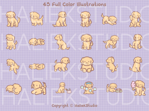 Cute Golden Retriever Color SVG Design Set SVG HalieKStudio 