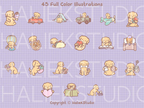 Cute Golden Retriever Color SVG Design Set SVG HalieKStudio 