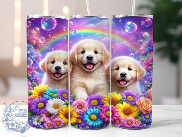 Cute Golden Retriever Puppy Tumbler, Cute Dog Tumbler, 20Oz Sublimation, Puppy Printable Design, Retriever Dog Art, Adorable Puppy Wrap, Dog Lover Tumbler Sublimation ToriDesigns 