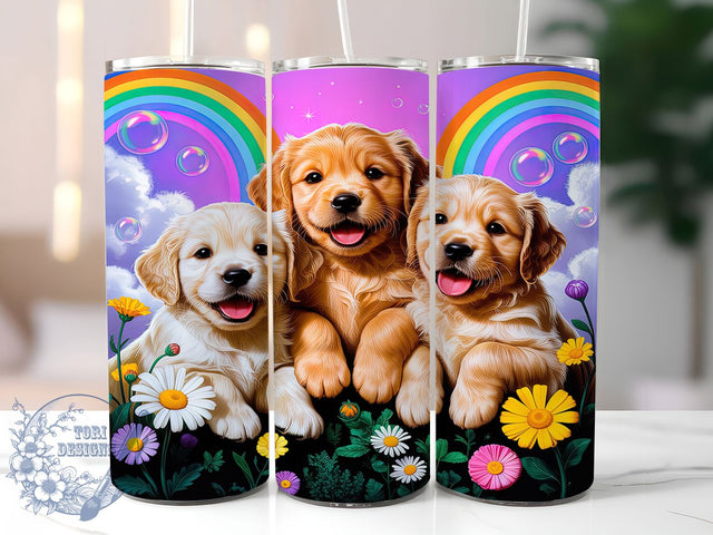 Cute Golden Retriever Puppy Tumbler, Cute Dog Tumbler, 20Oz Sublimation, Puppy Printable Design, Retriever Dog Art, Adorable Puppy Wrap, Dog Lover Tumbler Sublimation ToriDesigns 