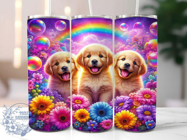 Cute Golden Retriever Puppy Tumbler, Cute Dog Tumbler, 20Oz Sublimation, Puppy Printable Design, Retriever Dog Art, Adorable Puppy Wrap, Dog Lover Tumbler Sublimation ToriDesigns 