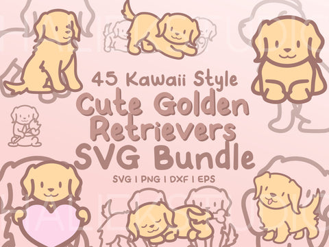 Cute Golden Retrievers SVG Design Set SVG HalieKStudio 