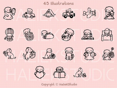 Cute Golden Retrievers SVG Design Set SVG HalieKStudio 