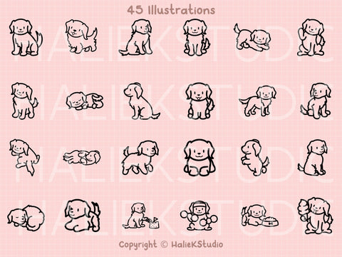 Cute Golden Retrievers SVG Design Set SVG HalieKStudio 