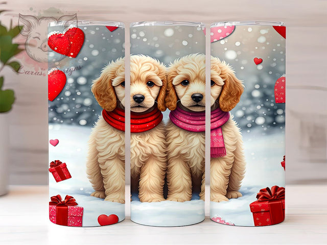 Cute Goldendoodle Valentine's 20oz Tumbler, Valentine's Day Gift, 20oz Tumbler Wrap, Sublimation Design, Cute Doodle Art, Dog Lover Gift, Pet Themed Decor Sublimation Lara' s Designs 