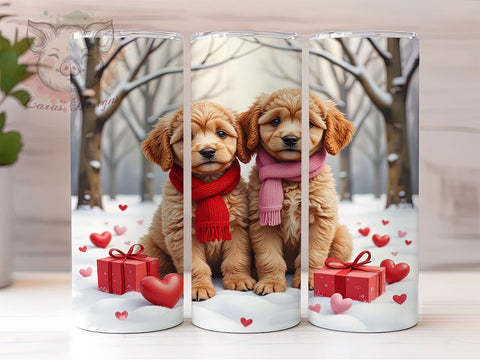 Cute Goldendoodle Valentine's 20oz Tumbler, Valentine's Day Gift, 20oz Tumbler Wrap, Sublimation Design, Cute Doodle Art, Dog Lover Gift, Pet Themed Decor Sublimation Lara' s Designs 