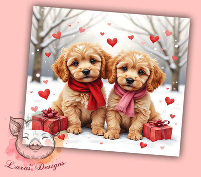 Cute Goldendoodle Valentine's 20oz Tumbler, Valentine's Day Gift, 20oz Tumbler Wrap, Sublimation Design, Cute Doodle Art, Dog Lover Gift, Pet Themed Decor Sublimation Lara' s Designs 