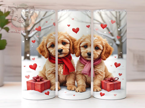 Cute Goldendoodle Valentine's 20oz Tumbler, Valentine's Day Gift, 20oz Tumbler Wrap, Sublimation Design, Cute Doodle Art, Dog Lover Gift, Pet Themed Decor Sublimation Lara' s Designs 