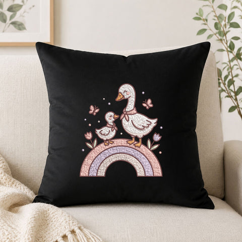 Cute Goose & Baby Rainbow Machine Embroidery Design – Mama Goose Duckling Floral Butterfly Embroidery File Embroidery/Applique DESIGNS PatternFeed8 