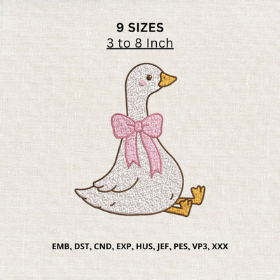 Cute Goose Bow Machine Embroidery Design – Coquette Duck Farm Animal Embroidery File Embroidery/Applique DESIGNS PatternFeed8 