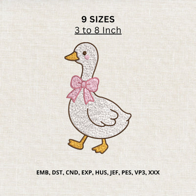Cute Goose Bow Machine Embroidery Design – Coquette Goose Farm Animal Embroidery File Embroidery/Applique DESIGNS PatternFeed8 