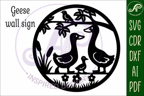 Cute Goose family wall art sign, laser cut design SVG APInspireddesigns 