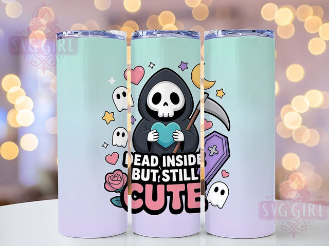 Cute Goth Dead Inside Funny Halloween Tumbler, Dead Inside Wrap, Kawaii Goth Cup, Funny Goth Design, 20Oz Sublimation Wrap, Emo Halloween Drinkware, Sad But Cute Tumbler Sublimation SvggirlplusArt 