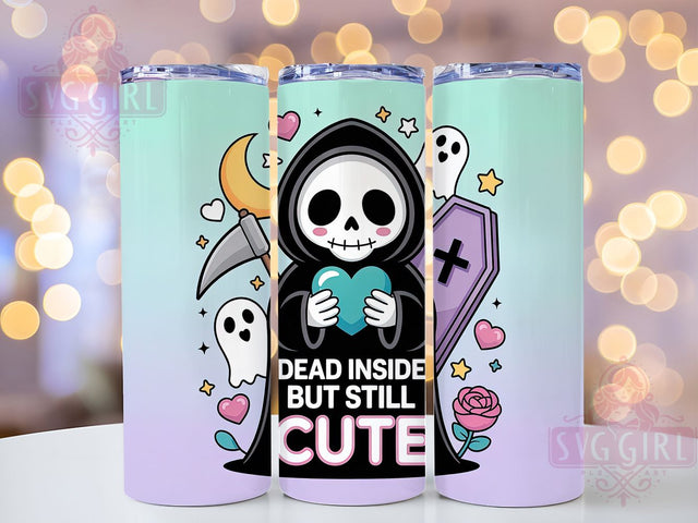 Cute Goth Dead Inside Funny Halloween Tumbler, Dead Inside Wrap, Kawaii Goth Cup, Funny Goth Design, 20Oz Sublimation Wrap, Emo Halloween Drinkware, Sad But Cute Tumbler Sublimation SvggirlplusArt 