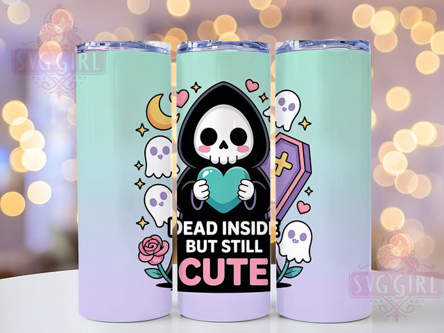 Cute Goth Dead Inside Funny Halloween Tumbler, Dead Inside Wrap, Kawaii Goth Cup, Funny Goth Design, 20Oz Sublimation Wrap, Emo Halloween Drinkware, Sad But Cute Tumbler Sublimation SvggirlplusArt 