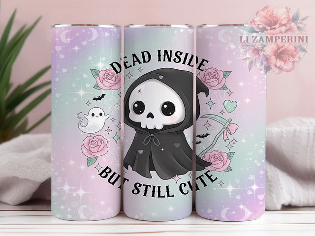 Cute Goth Dead Inside Tumbler Wrap, Dead Inside Mug, Spooky Cute Drinkware, 20Oz Tumbler Wrap, Sublimation Design, Emo Aesthetic Print, Dark Humor Gift Sublimation Li Zamperini 