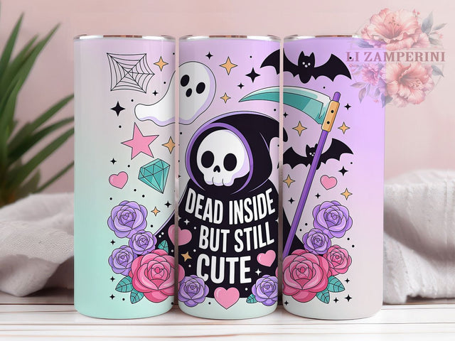 Cute Goth Dead Inside Tumbler Wrap, Dead Inside Mug, Spooky Cute Drinkware, 20Oz Tumbler Wrap, Sublimation Design, Emo Aesthetic Print, Dark Humor Gift Sublimation Li Zamperini 