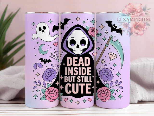 Cute Goth Dead Inside Tumbler Wrap, Dead Inside Mug, Spooky Cute Drinkware, 20Oz Tumbler Wrap, Sublimation Design, Emo Aesthetic Print, Dark Humor Gift Sublimation Li Zamperini 