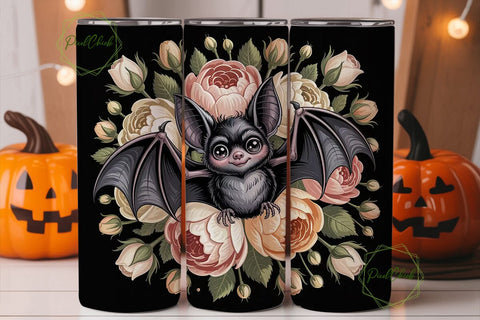 Cute Gothic Bat 20oz Tumbler Wrap Sublimation PixelChick 