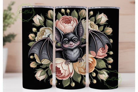 Cute Gothic Bat 20oz Tumbler Wrap Sublimation PixelChick 