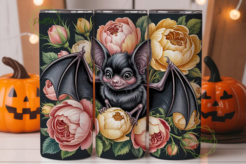Cute Gothic Bat 20oz Tumbler Wrap Sublimation PixelChick 