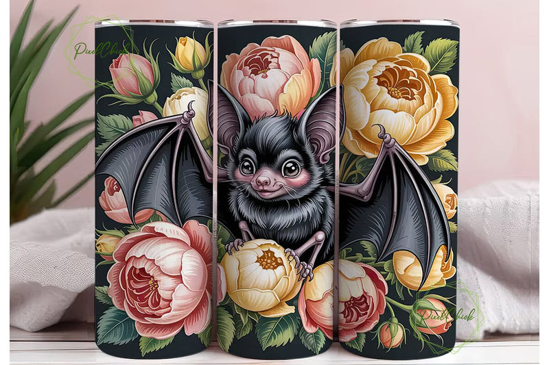 Cute Gothic Bat 20oz Tumbler Wrap Sublimation PixelChick 