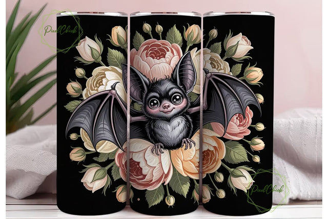 Cute Gothic Bat 20oz Tumbler Wrap Sublimation PixelChick 