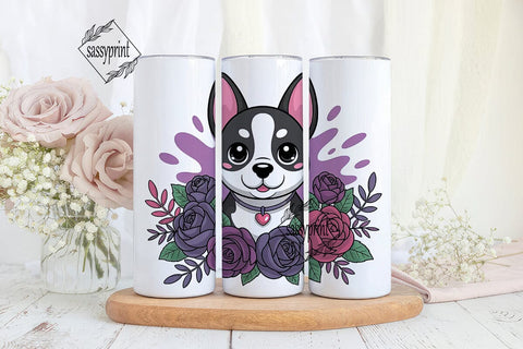 Cute Gothic Dog 20oz Tumbler Wrap Sublimation sassyprint 