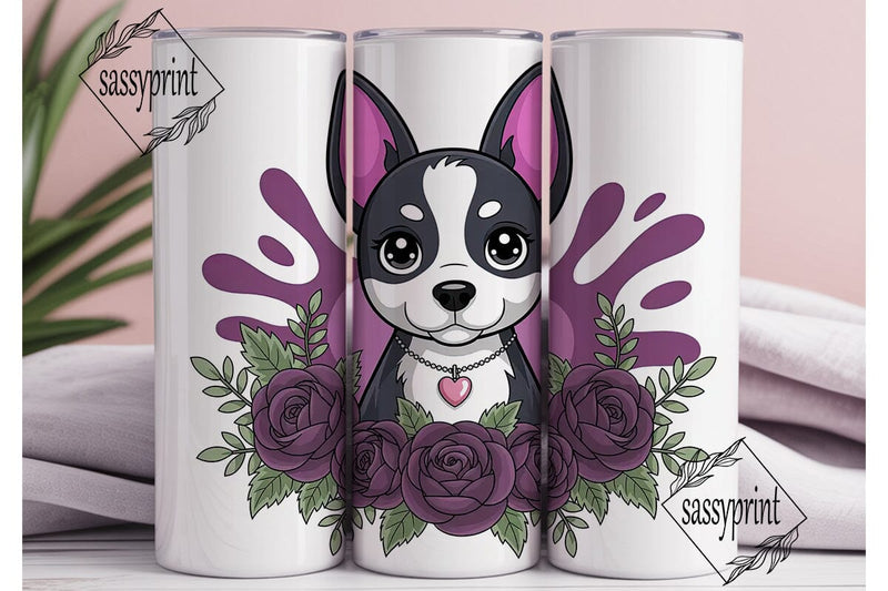 Cute Gothic Dog 20oz Tumbler Wrap Sublimation sassyprint 
