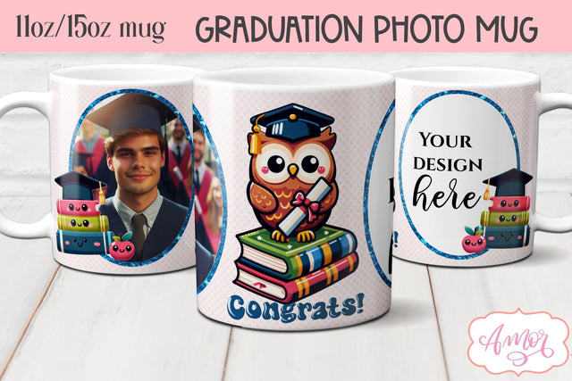 Cute Graduation Photo Mug Wrap PNG for sublimation Sublimation Amorclipart 