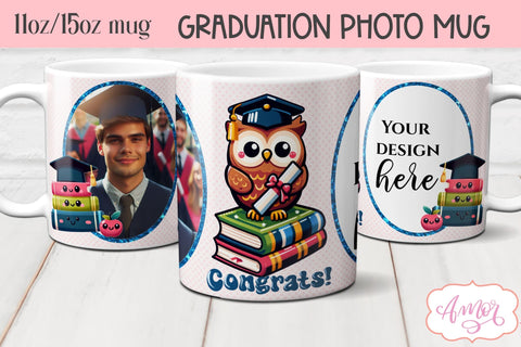 Cute Graduation Photo Mug Wrap PNG for sublimation Sublimation Amorclipart 