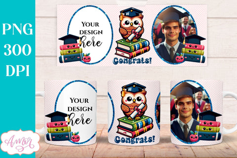 Cute Graduation Photo Mug Wrap PNG for sublimation Sublimation Amorclipart 