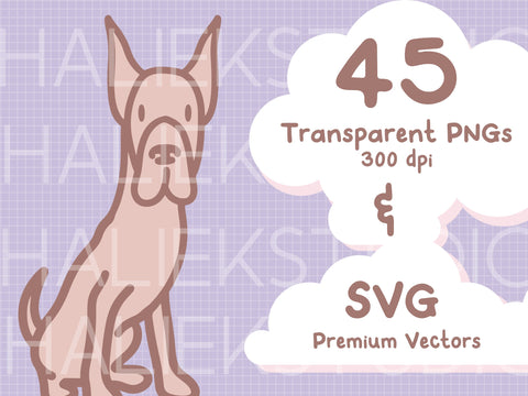 Cute Great Danes Color PNG and SVG Design Set SVG HalieKStudio 