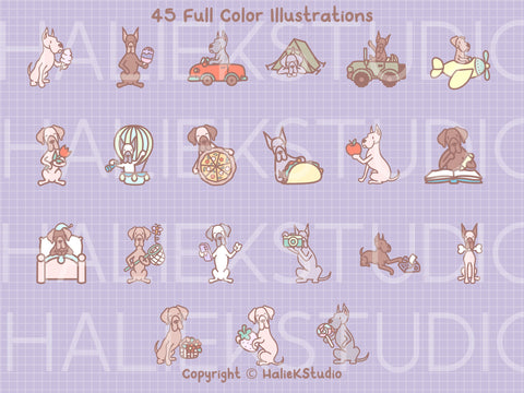 Cute Great Danes Color PNG and SVG Design Set SVG HalieKStudio 